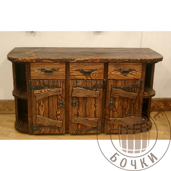 Комод-стол под старину с элементами ковки из массива дерева